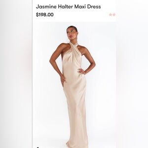 Show me your MuMu Jasmine Halter Maxi Dress Champagne Luxe Satin size M like new